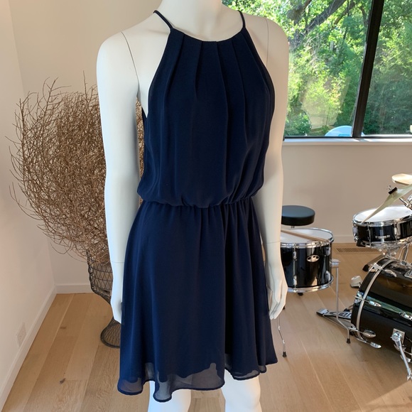 LUSH Nordstrom’s Flowy Navy Polyester Dress - Picture 1 of 8
